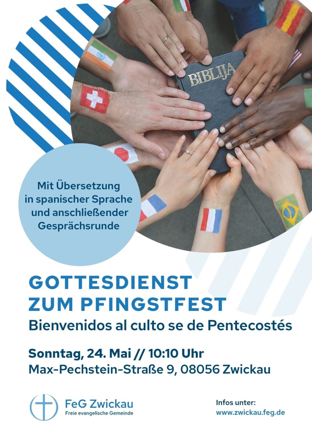 Gottesdienst zum Pfingstfest mit Übersetzung in Spanisch